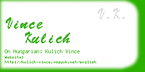 vince kulich business card